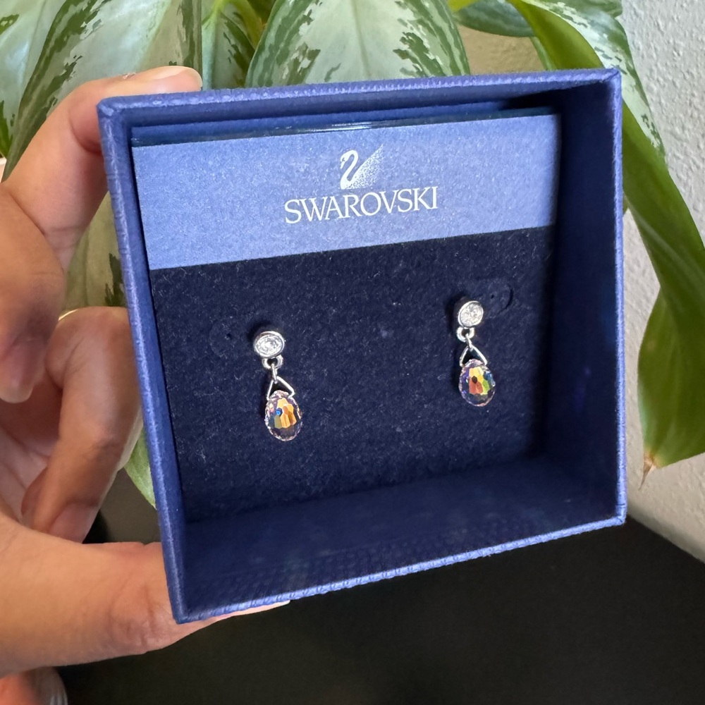 Swarovski Silver and Blue Teardrop Earrings